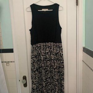 LOFT L Sleeveless Dress with Floral Pattern